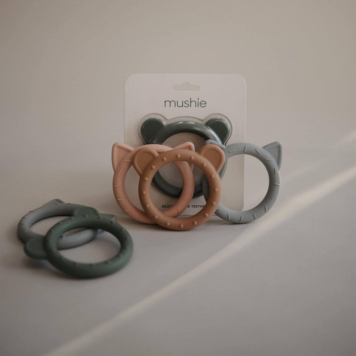 mushie Silicone Baby Teether Toy | Bear (Dried Thyme)