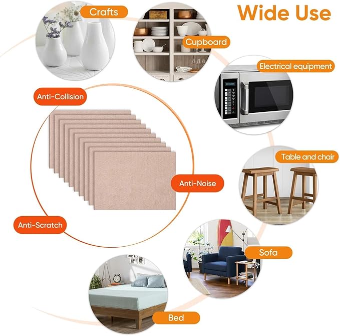 Felt Furniture Pads 10pcs 8" x 6" Self Adhesive Cuttable Furniture Felt Pads