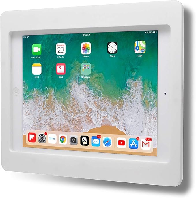 TABcare Anti-Theft Acrylic VESA Enclosure for Apple iPad Pro 12.9" 2018 2020 2021 with Wall Mount Kit & 90-Degree Angle USB C Cable (iPad Pro 12.9" 3/4/5, White)