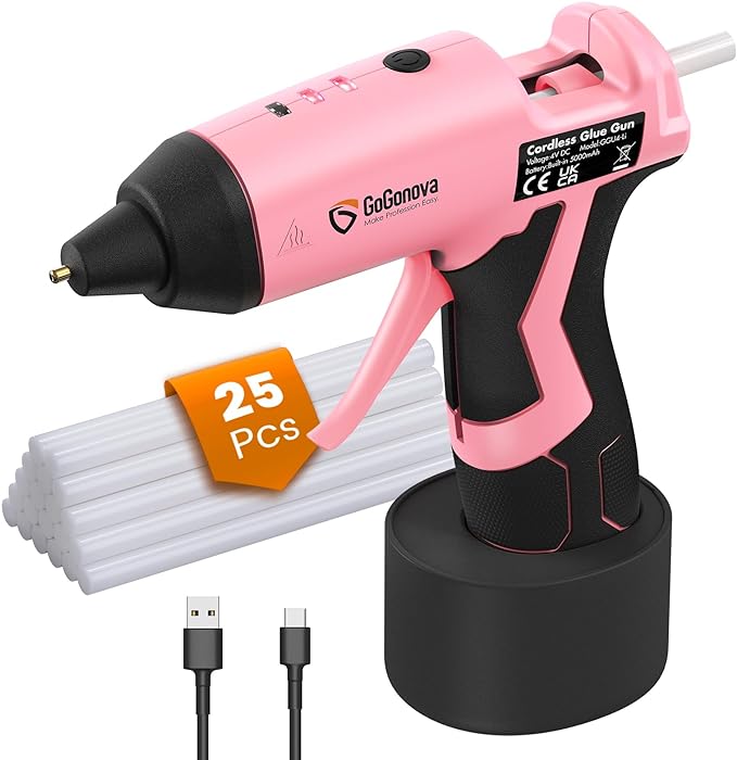 Cordless Hot Glue Gun, GoGonova 15s Fast Preheating 5Ah Built-in Battery Hot