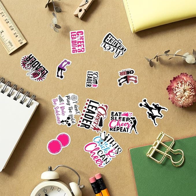 Cheerleading Motivational Quote Stickers Pack 50Pcs Vinyl Waterproof Sticker Set