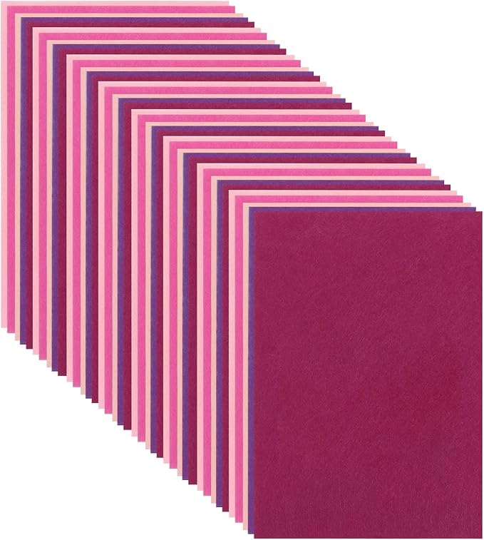 40 Pcs Stiff Felt Fabric Sheet for Crafts, 1mm Thick and 8”x12”Pink Series Felt