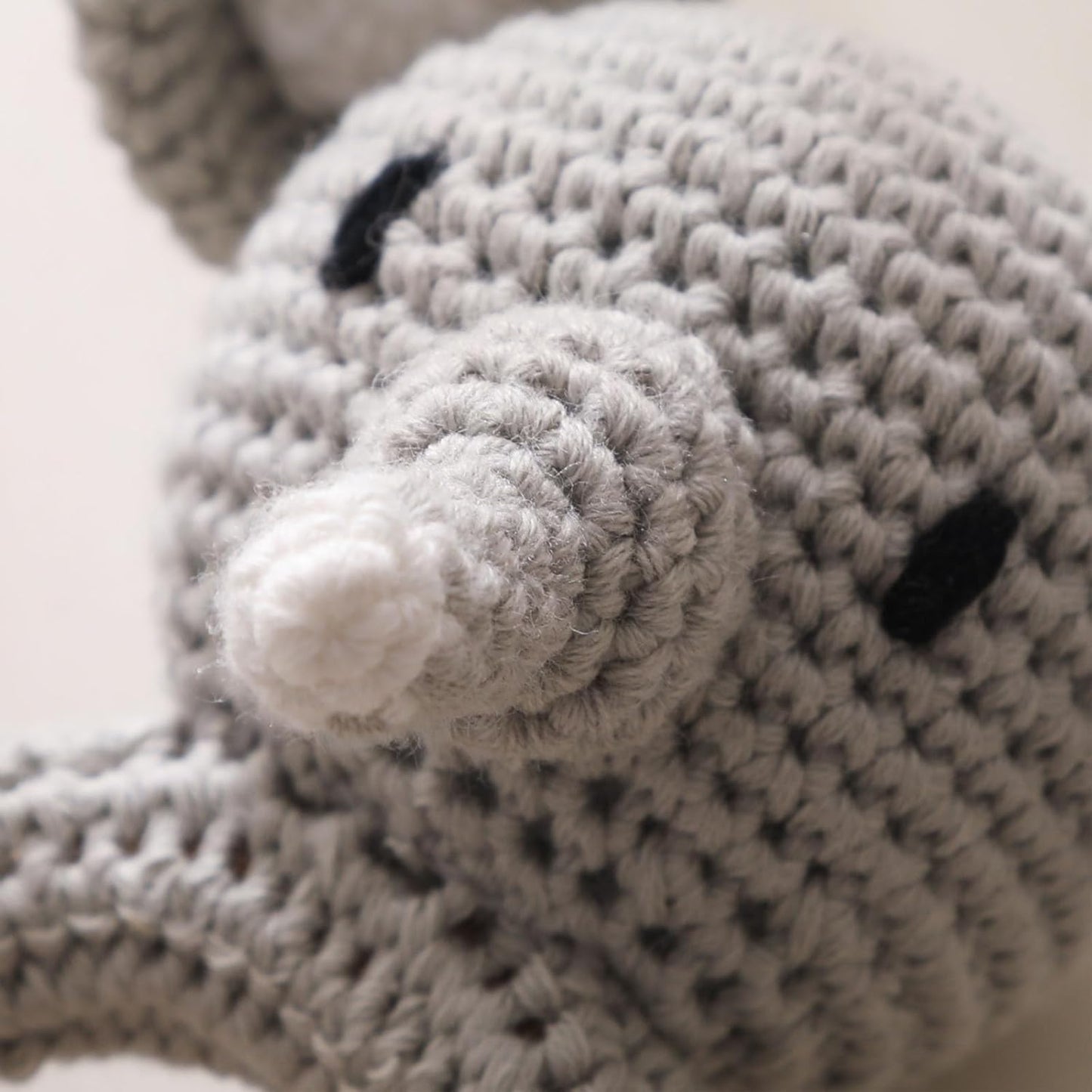 Wooden Baby Rattle，Crochet Elephant Rattle with Wood Ring, Newborn Wooden Animal Rattle Toy，Infant Elephant Wood Rattle Toys
