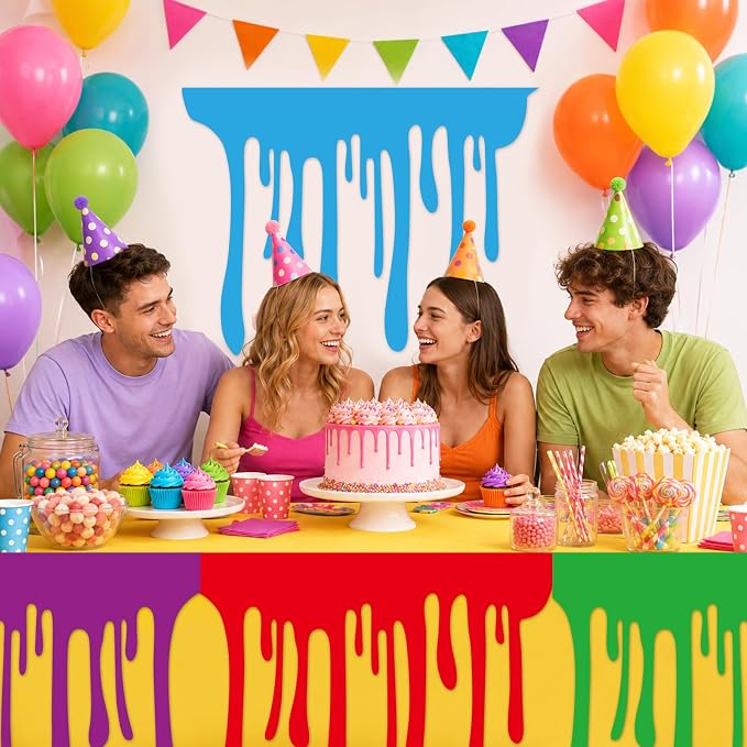 8 PCS Art Themed Party Table Skirt Back to School Felt Table Skirts Colorful