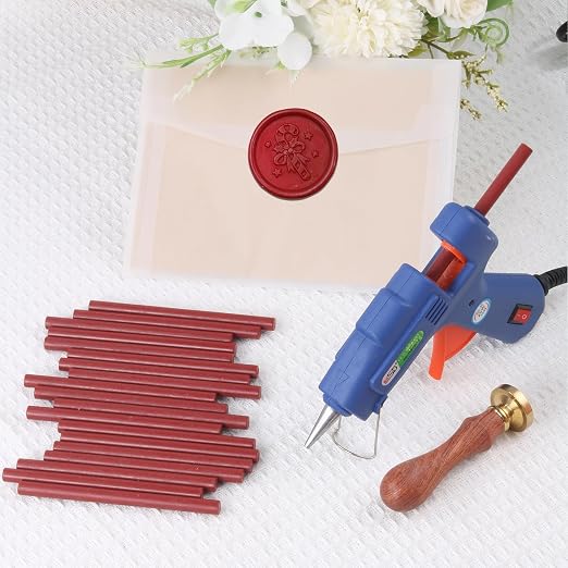 Vintage Red Sealing Wax Sticks, WASOHLING 20Pcs Glue Gun Wax Seal Sticks