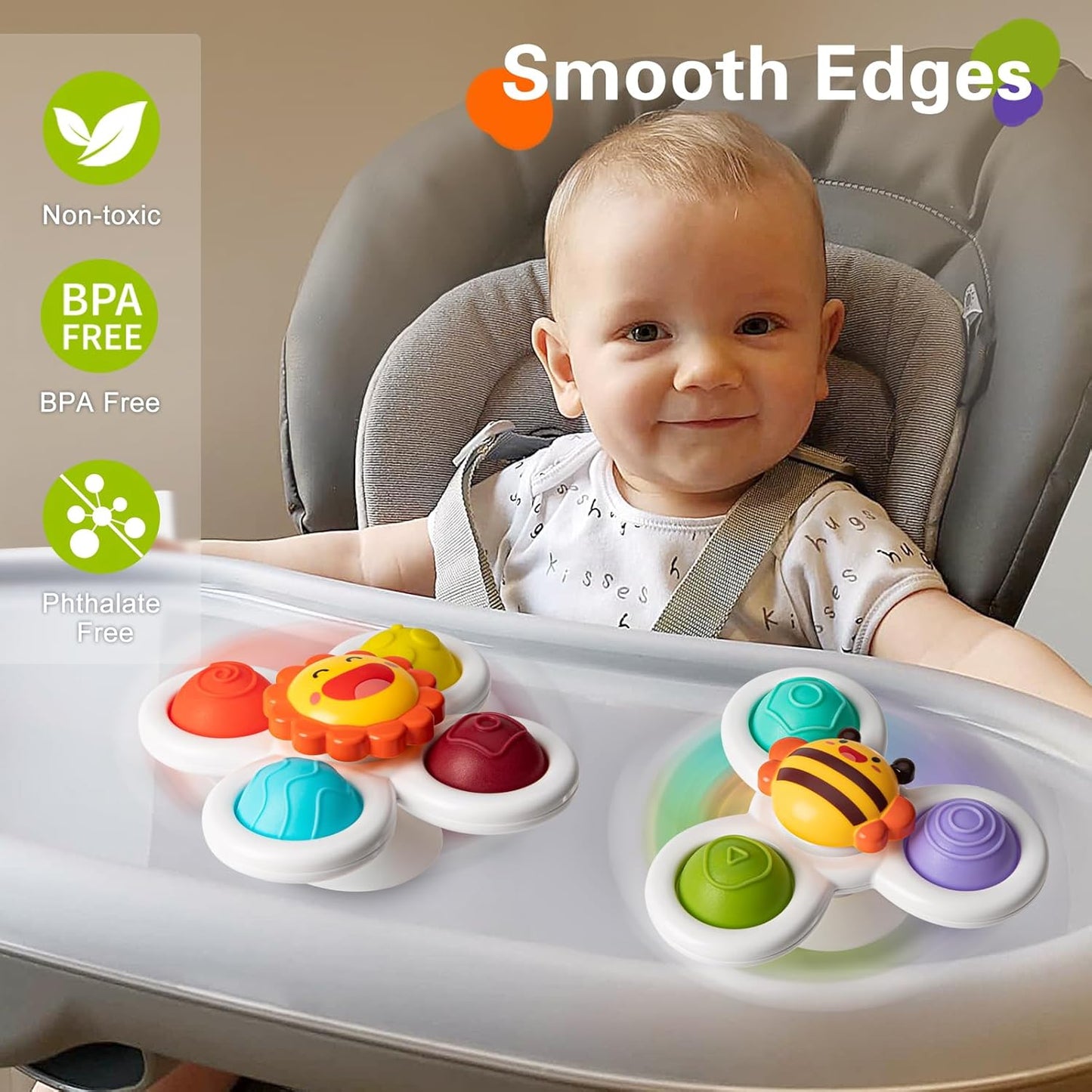 3PCS Suction Cup Spinner Toys for 1-2 Year Old Boys Spinning Toys Sensory Toys for Toddlers 1-3 Gifts for 1 Year Old Girls