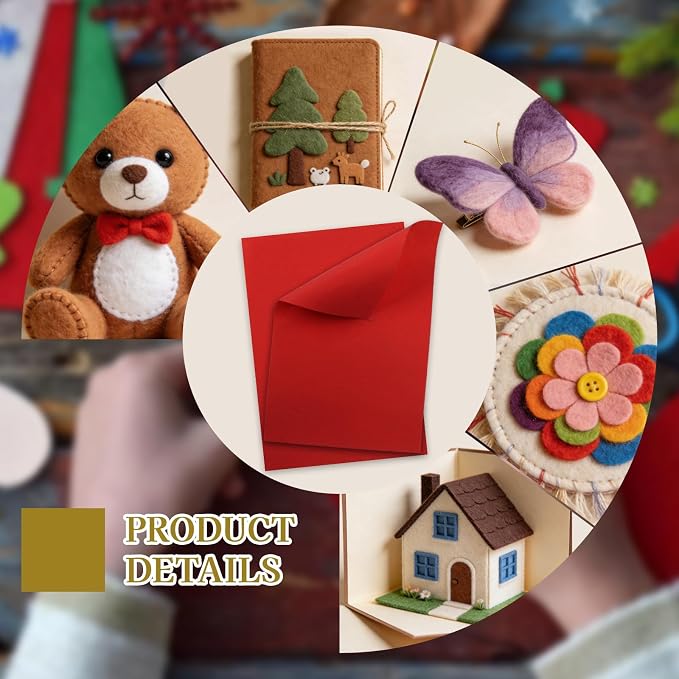 12 Pcs Felt Sheets, 7x11 Inch Stiff Felt