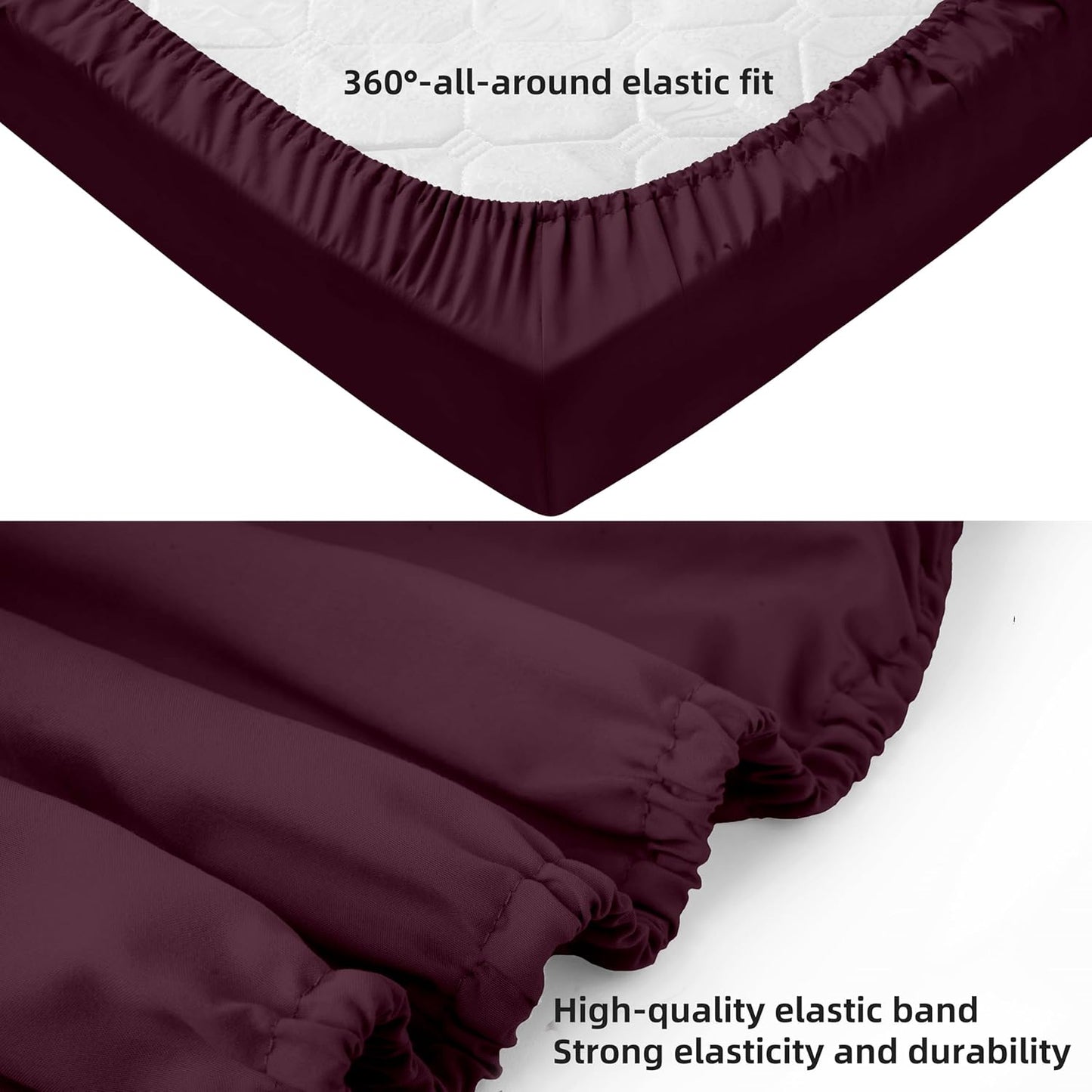 HBHLFZ Crib Sheets for Boys, Girls, 28x52 Inch Fitted Crib Sheet - 8 Inch Deep Pocketed Fixed Sheet - Soft and Comfortable Microfibre - Fits Standard cot and Toddler mattresses, Burgundy