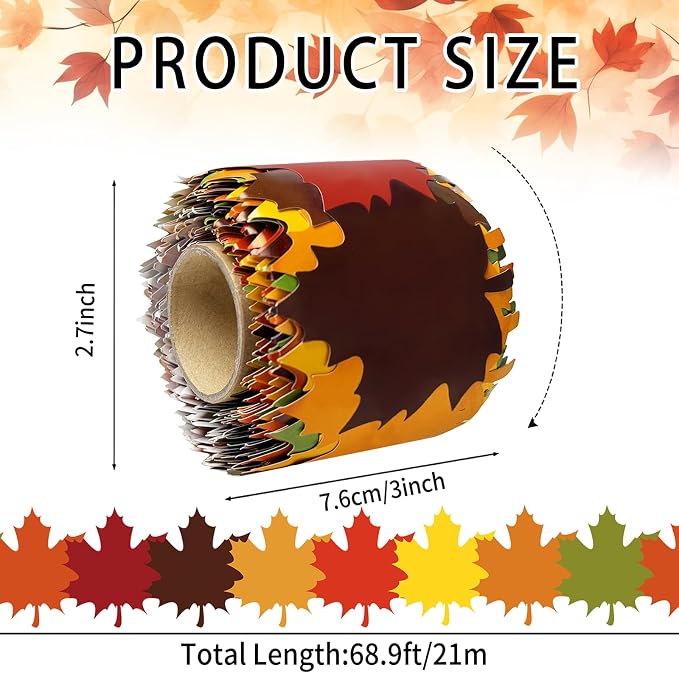 69 Ft Fall Bulletin Board Decorations Maple Leaves Shape Die-Cut Bulletin Board