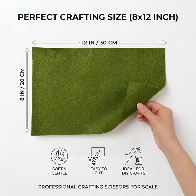 Soft Moss Green Felt Fabric Sheets