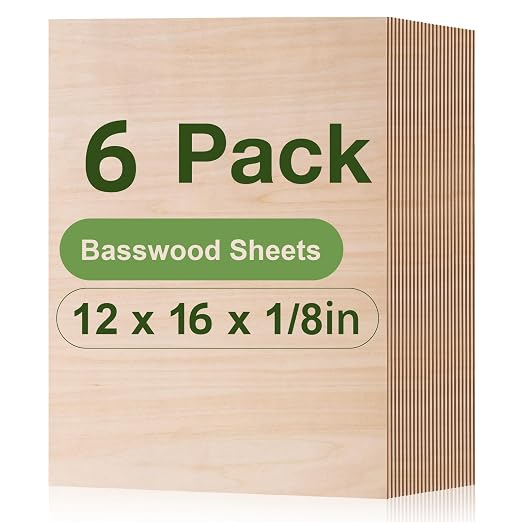 Rowood 6 Pack Basswood Sheets, 3mm Basswood