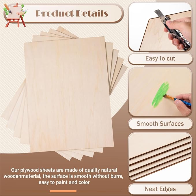 MoDooris 12 Pcs Basswood Sheets