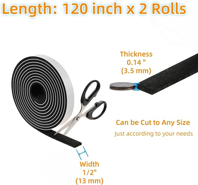 Furnigear Felt Strips with Adhesive Backing Heavy Duty Cuttable Felt Tape Roll