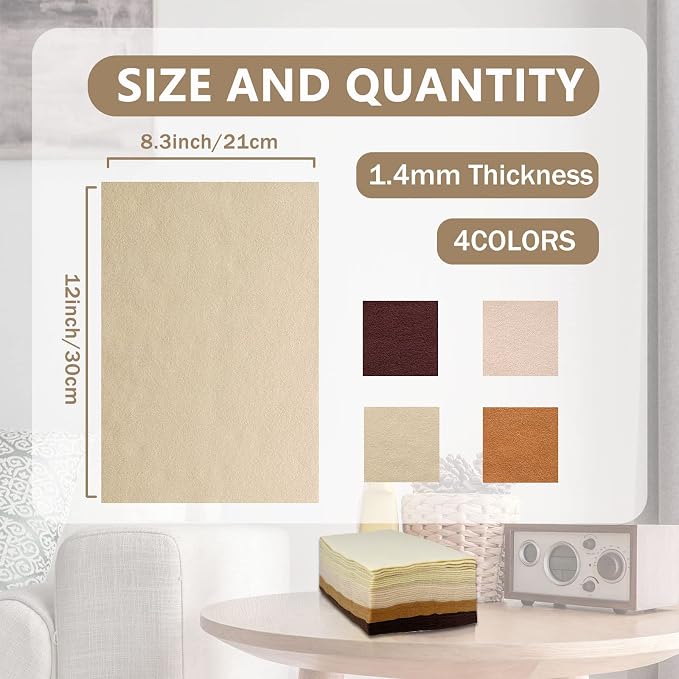 Soft Felt Sheets, 8x12 inches Assorted Craft Felt Fabric, 1.4mm Thick Felt