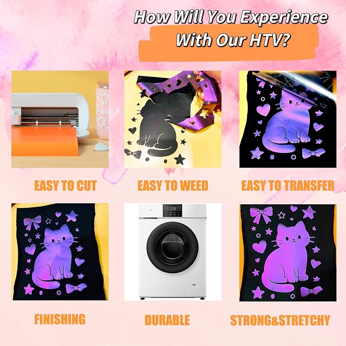 Chameleon Heat Transfer Vinyl Bundle 6 Packs Chameleon Gradient Change Color PU