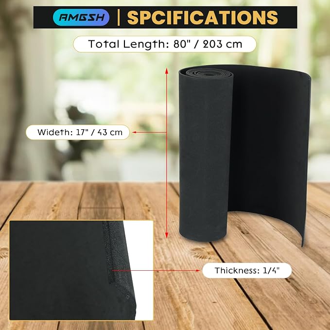 1/4" Thick X 17" Wide X 80" Long Closed-Cell Foam Neoprene Padding,