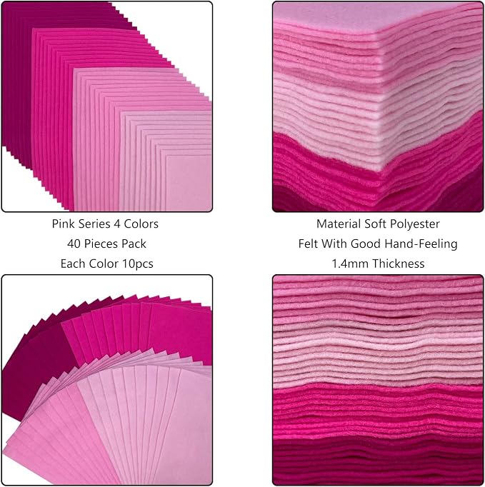 Jtnohx Soft Felt Sheets, 8x12 inches Assorted Craft Felt Fabric, 1.4mm Thick