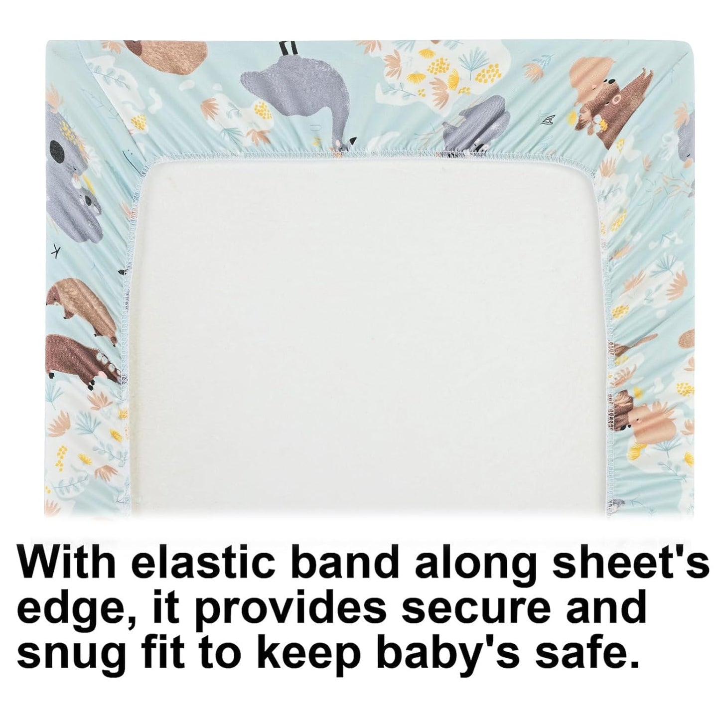 Onacosht Bassinet Sheets for Baby Boy and Girl, Stretchy Breathable Fitted Sheet Universal for Bassinet Cradle Hourglass Oval Rectangle Pad/Mattress, 4 Pack Woodland Animal Printing