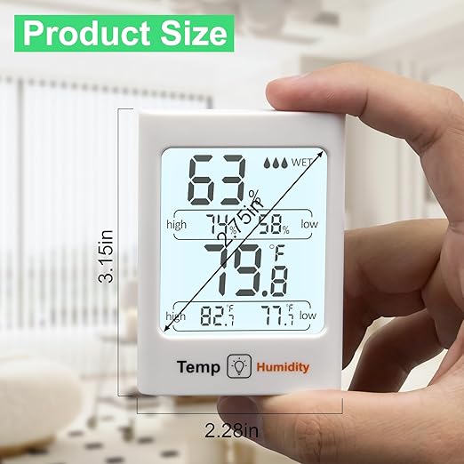 SZHLUX Digital Hygrometer & Thermometer - Accurate Indoor Humidity & Temperature Monitor with Rapid Refresh for Home, Bedroom, Office & Greenhouse