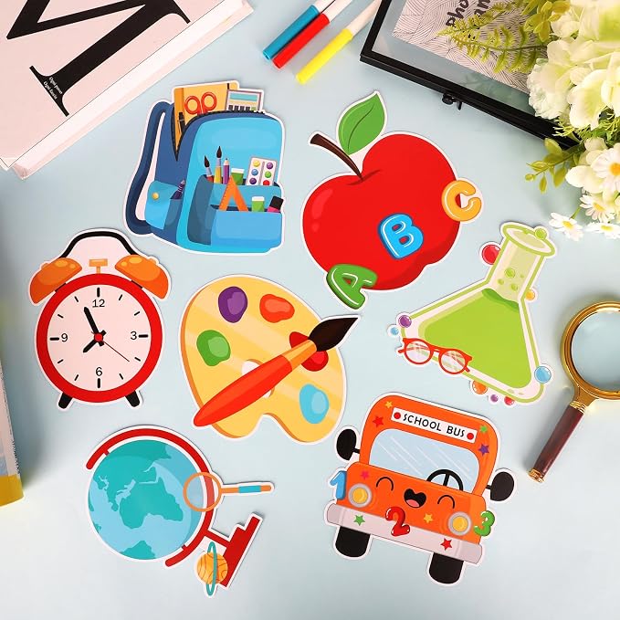 54Pcs Back to School Cutouts, Classroom Theme Bulletin Board Decoration