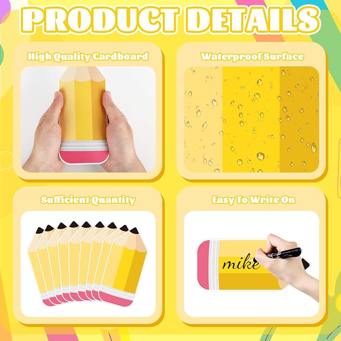 54Pcs Pencil Cutouts Pencil Name Tags, Classroom Pencils Themed Bulletin Board