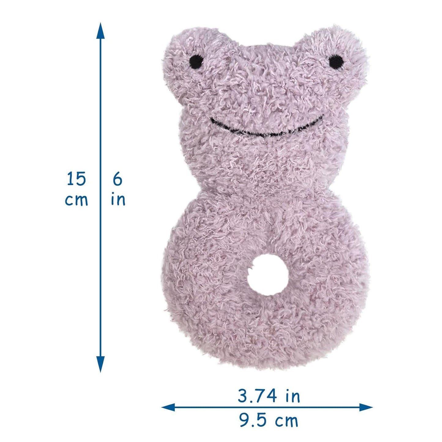 Baby Frog Soft Rattle Toy, Plush Frog Infant Shaker Rattle Easy-Grasp Stuffed Animal Toy, Gifts for Newborns Babies Toddlers Boys Girls, Purple, 6 Inches