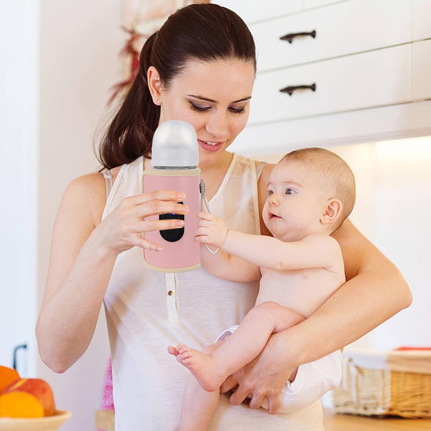Portable Bottle Warmer 18W Quick Heating Baby Bottle Warmer Temperature Adjustable USB Baby Bottle Heater for Home Family Travel Style 2, Portable Bottle Warmer