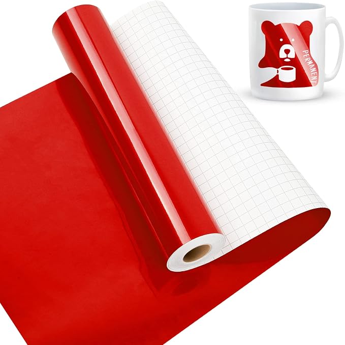 Lya Vinyl Glossy Red Permanent Vinyl, Glossy Red 12" x 50Ft Permanent Adhesive