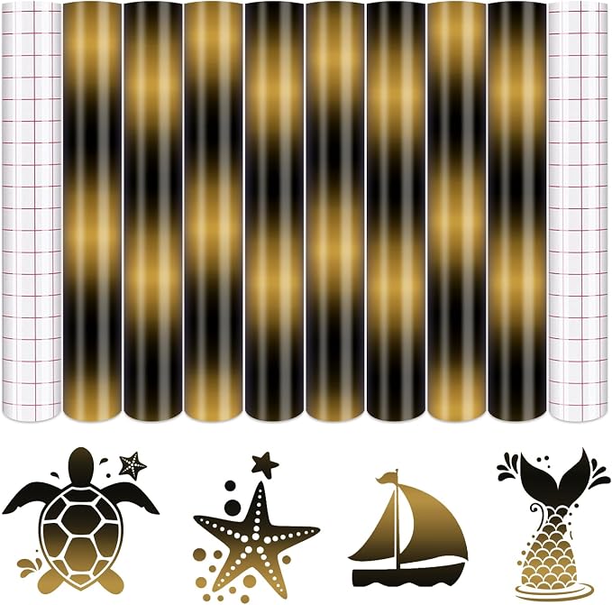 Tintnut Gradient Permanent Vinyl 8 Pcs12x10in Black Yellow Adhesive Vinyl |