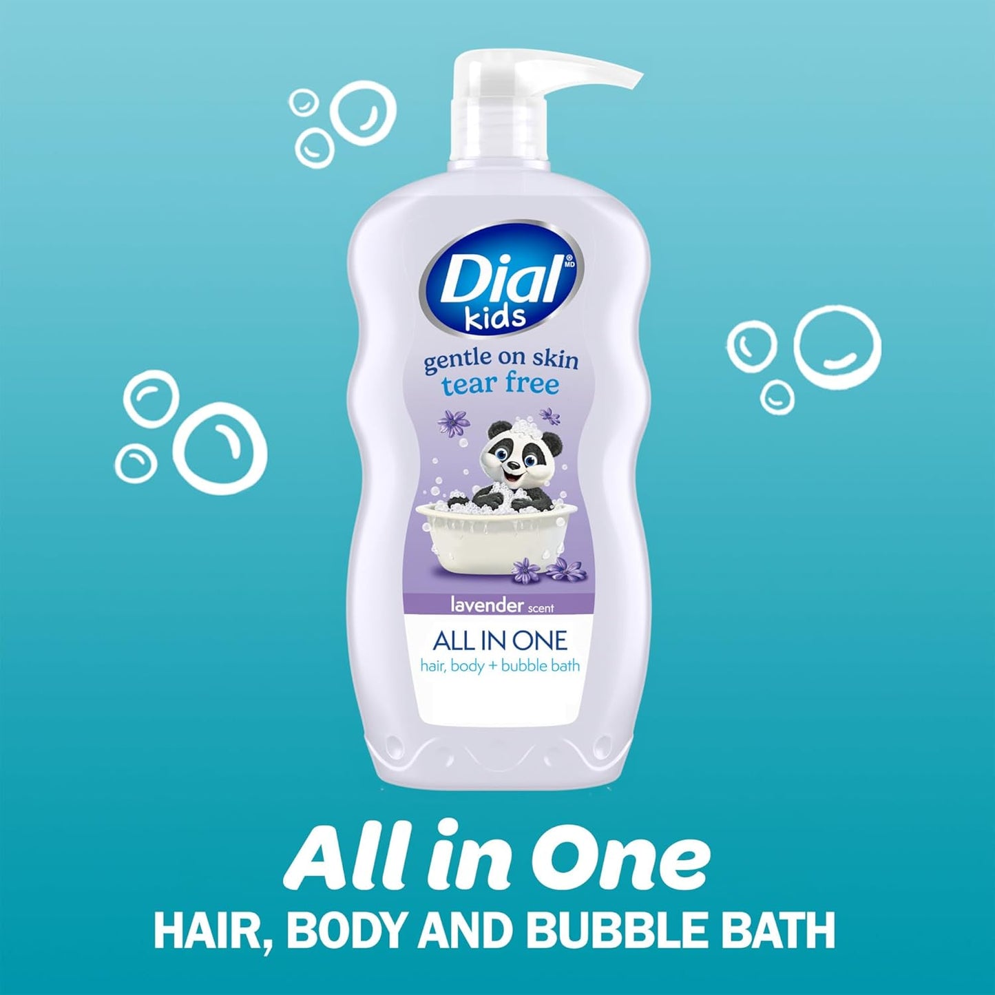 Dial Kids 3-in-1 Body+Hair+Bubble Bath, Lavender Scent, 24 fl oz (Pack of 4)