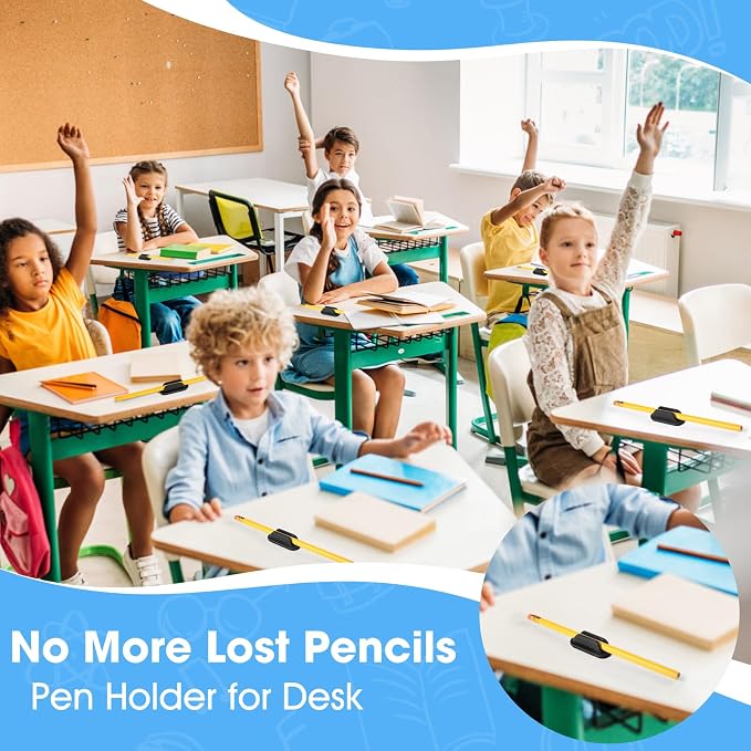 VZZNN 40 PCS Adhesive Pencil Holders, Silicone Marker Organizer