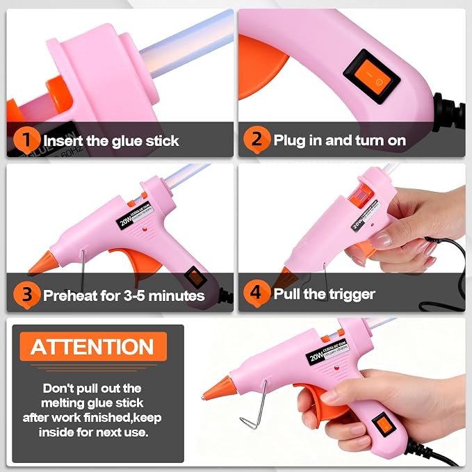 10 Pack Mini Hot Glue Gun with 50 Glue Sticks, 5 Colors Mini Hot Glue Gun Set