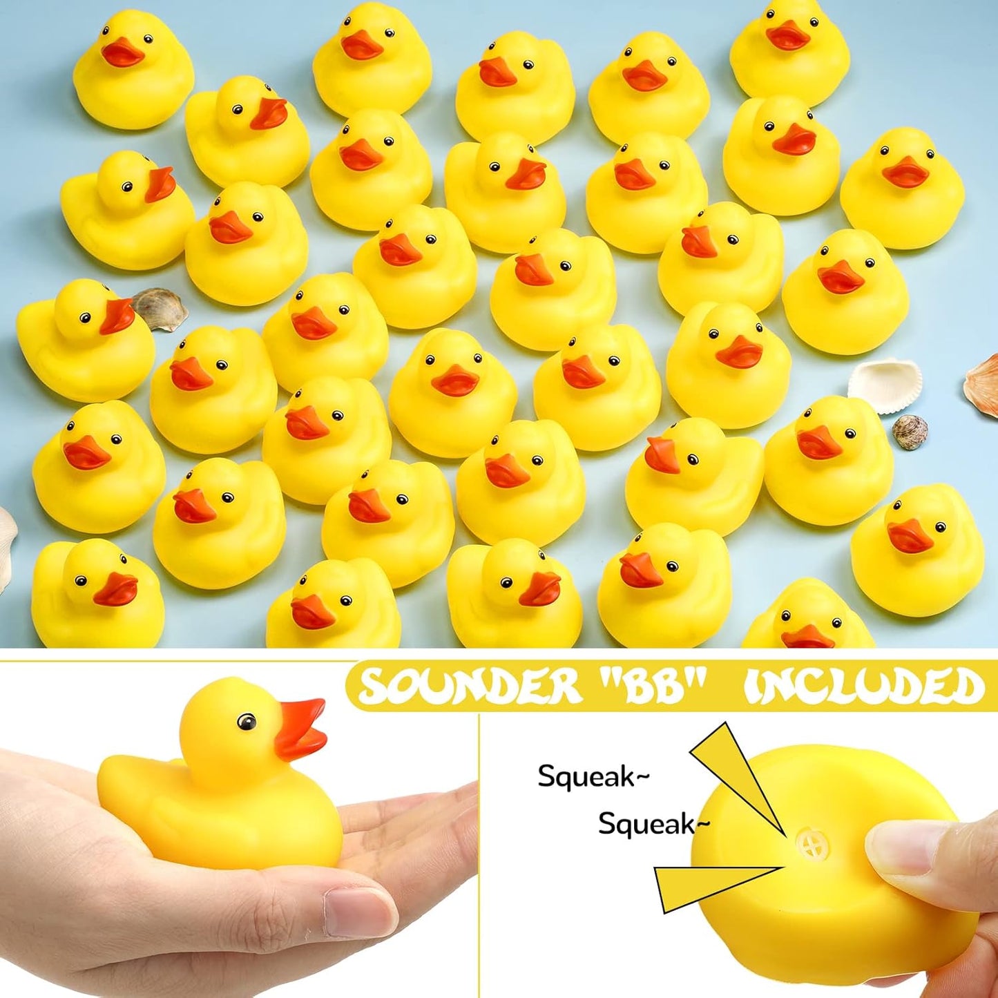 Vinsot 2 Inch Yellow Rubber Duck Bath Toys Large Rubber Ducks Bath Ducks Squeak Bathtub Toys for Birthday Pool Decoration Game Supplies(48 Pcs)