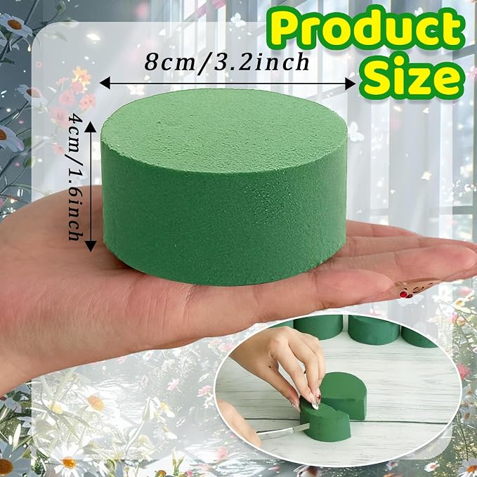 6 Pcs Round Floral Foam Blocks, Artificial Fresh Flower Plant Arrangements Foam