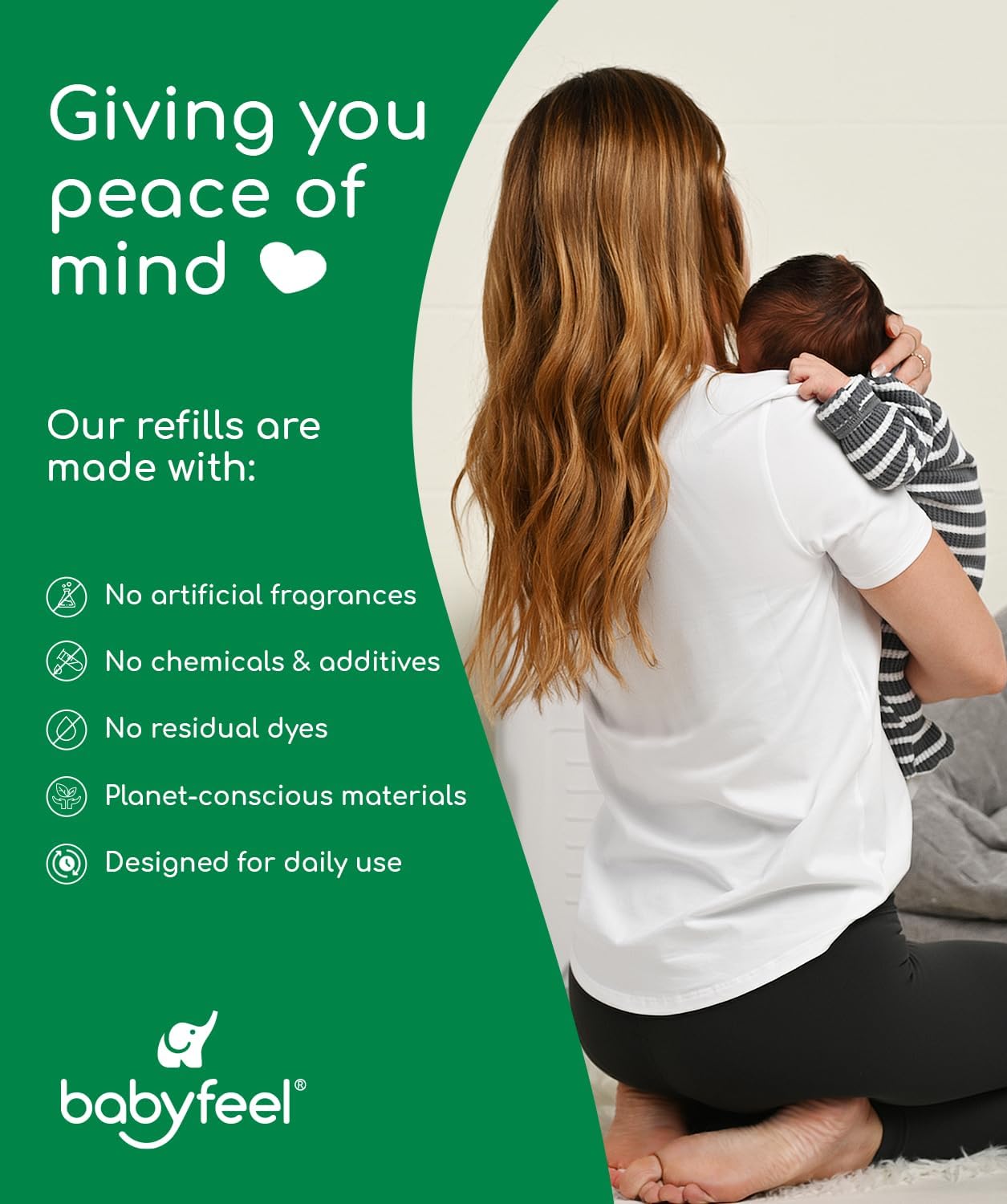 Babyfeel BIO Refills Compatible with DEKOR CLASSIC Diaper Pails | 100% Compostable |4 Pack |50% Extra Thickness | Compost Refill bags with Running Low Indicator |Powerful Odor Control | Fragrance-free