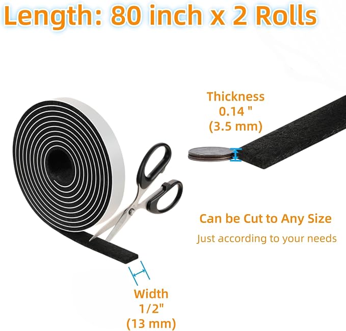Furnigear Felt Strips with Adhesive Backing Heavy Duty Cuttable Felt Tape Roll