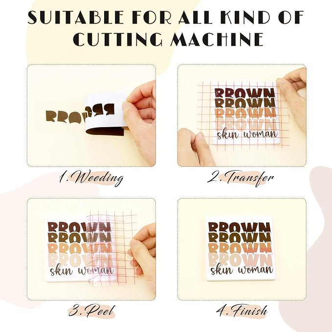 Tintnut Skin Tone Permanent Vinyl 8 Pcs 12''x10'' Dark Cacao Adhesive Vinyl |