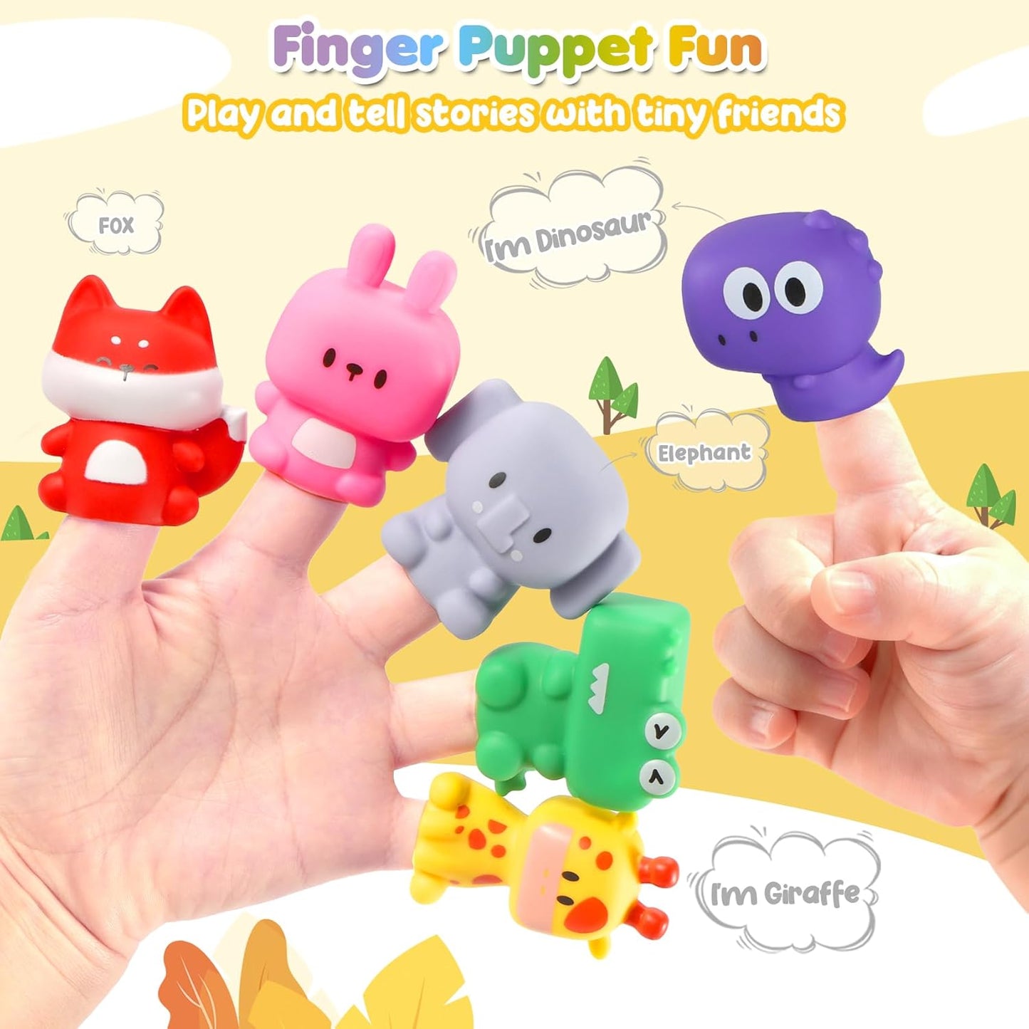 URMYWO Toys for 1 2 3 Years Old Boy Girl, Montessori Learning Toys for 1 2 3 Years Old Toddler, Train Set with 10 Finger Puppets&Play Mat, Counting, Matching & Sorting, Toddler Boy Girl