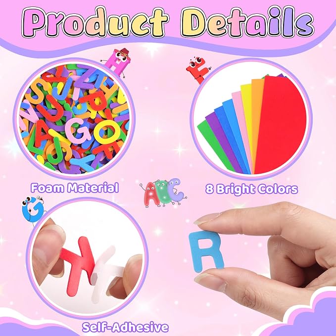 1312 Pcs Foam Letter Stickers, Self-Adhesive EVA Alphabet Stickers Small 1 Inch