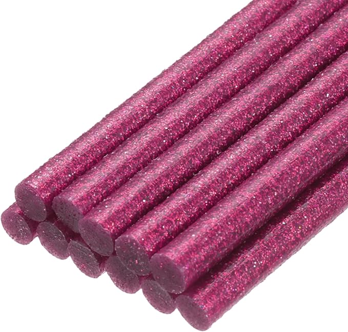 uxcell Mini Hot Glue Sticks for Glue Gun 7mm x 100mm Glitter Rose Red 12pcs