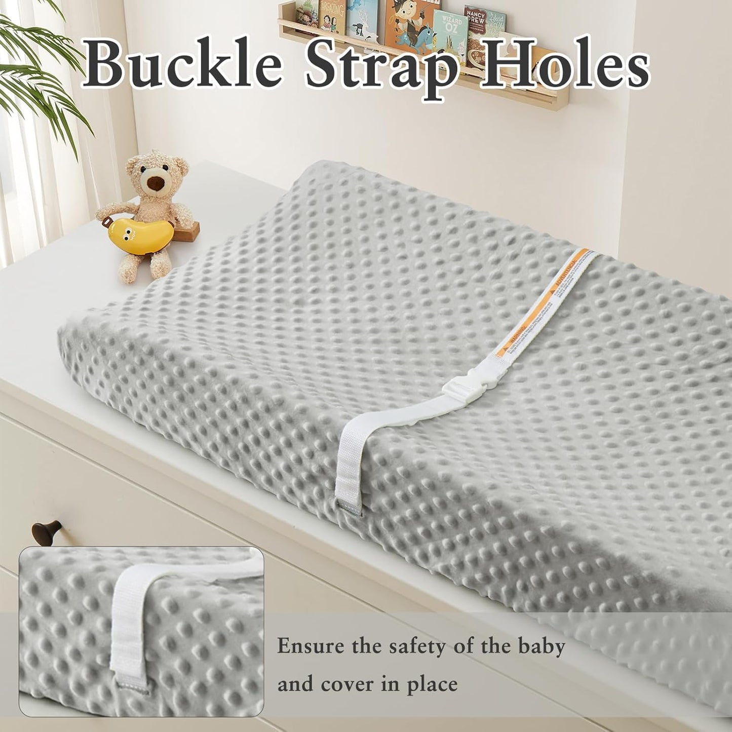 Homiest 2 Pack Changing Pad Cover, White + Light Gray Changing Table Sheets, Ultra Soft Fleece Minky Dot Fabric, Breathable Comfortable Diaper Pad Cover for Girls and Boys, Machine Washable