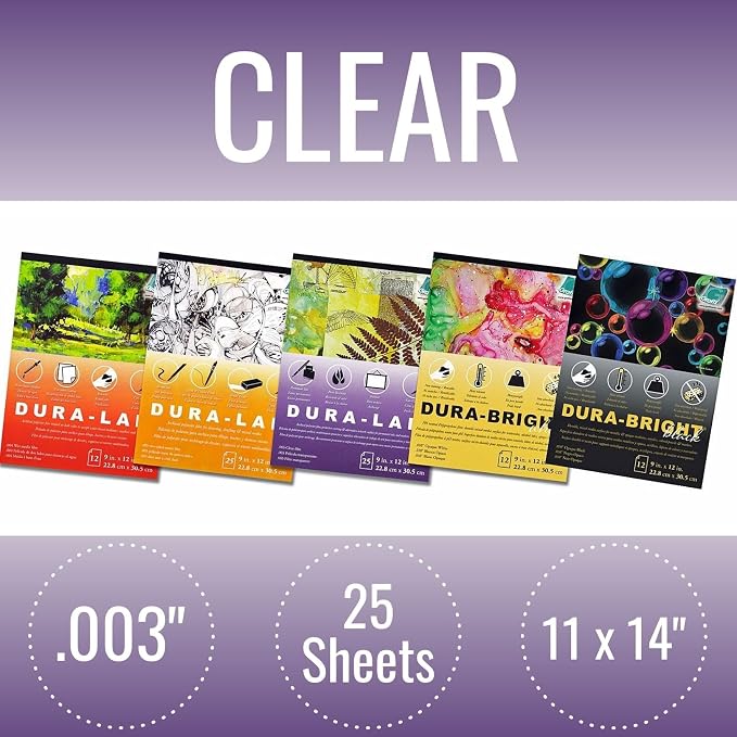 Grafix Dura-Lar 0.003" Film, Ultra Clear, Glossy 11"x14" Sheet, Mylar/Acetate