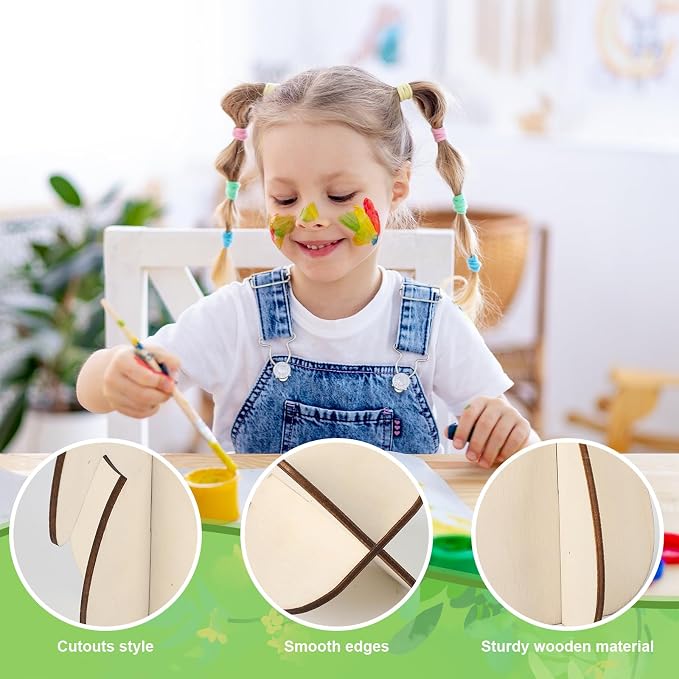 COCHIE DIY 3D Easter Eggs Wood Crafts to Paint, Paintable Unfinished Wooden