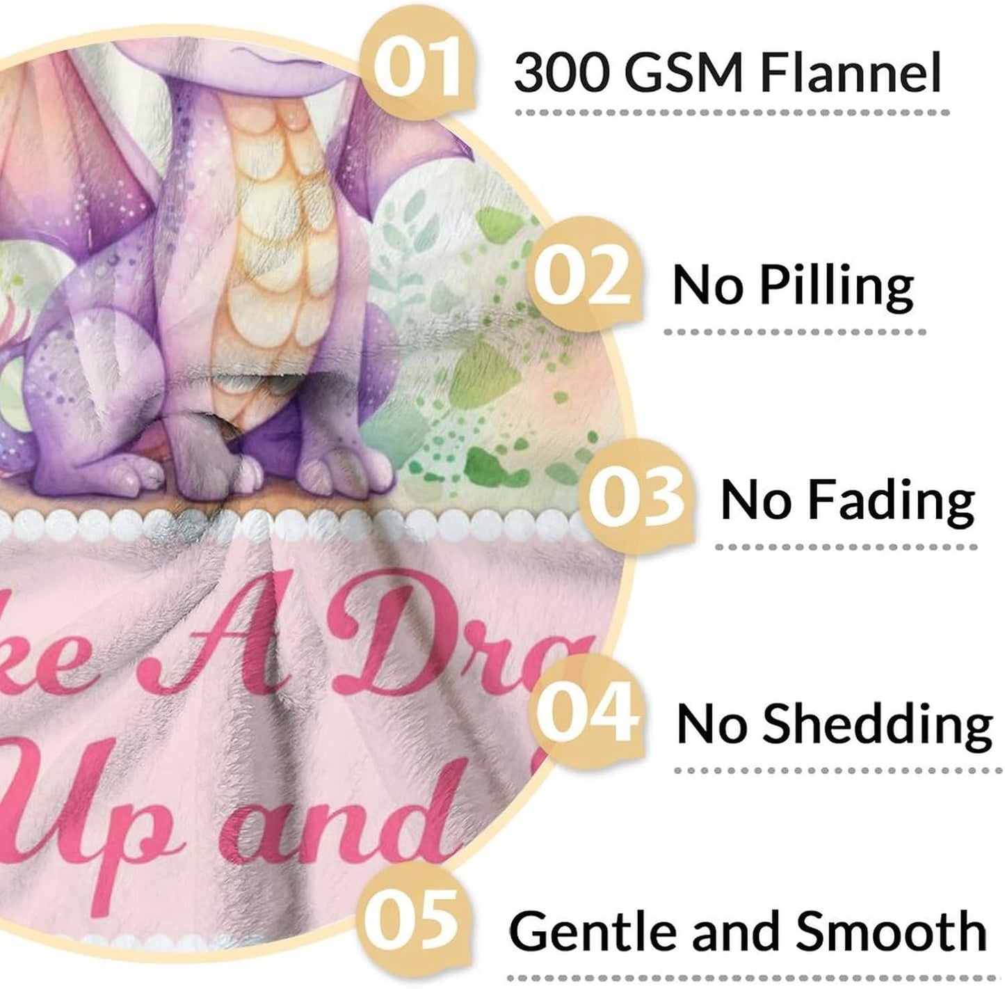 Dragon Blanket Gifts - 50x60 Inches Cute Throw Blanket for Babies, Kids, Boys & Girls - Pink Soft Fuzzy Blankets for Couch, Sofa & Bed
