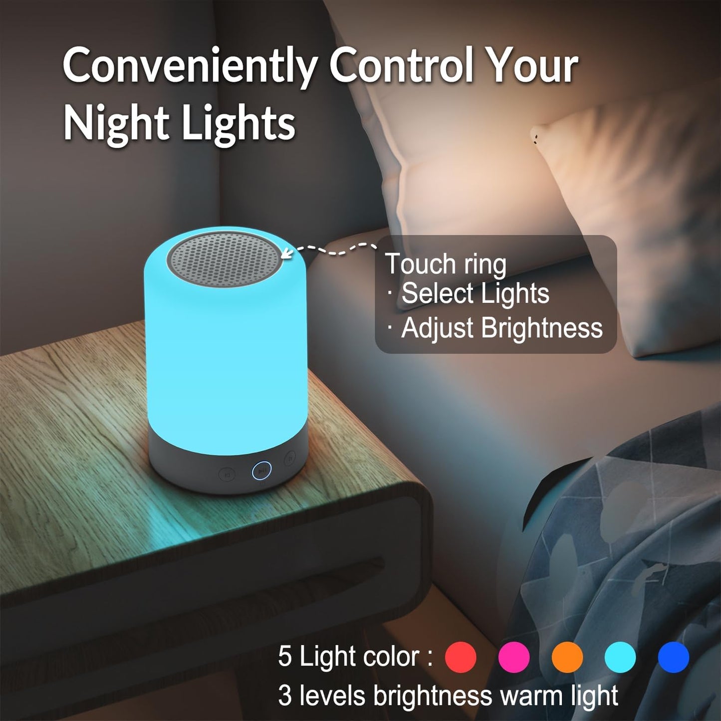 Kipcush Night Light White Noise Sound Machine, Max 8H Timer, 20 Soothing Sleep Sounds. Portable Design for Bedroom, Office, Nursery, Travel, Up to 8 Hours Battery Life