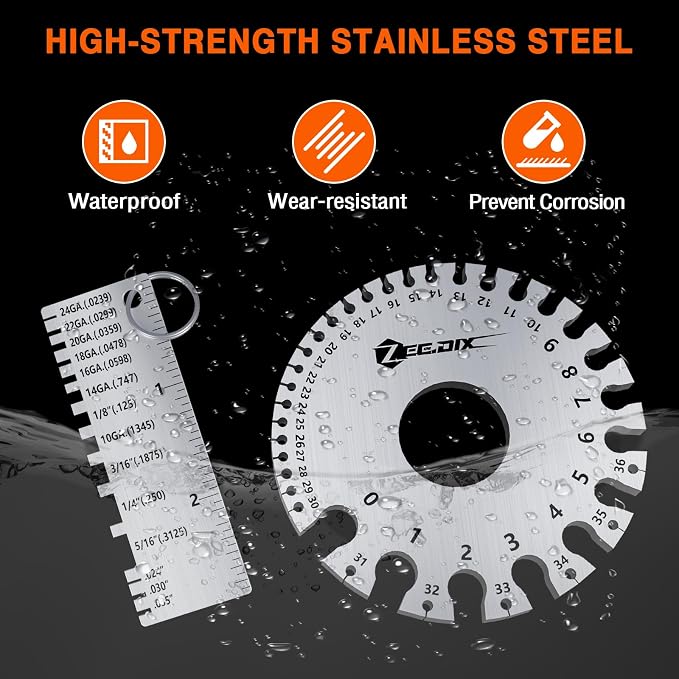 ZeeDix Wire Gauge Measuring Tool | Round Dual Sided Metal Sheet Gage & Metal