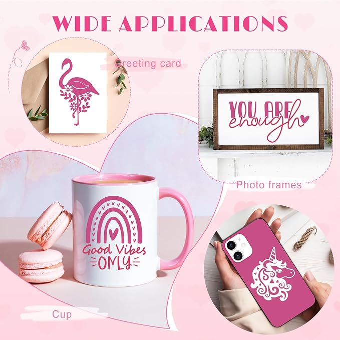 Tintnut Pink Permanent Vinyl 8pcs 12x10in Mulberry Pink Adhesive Vinyl | Solid