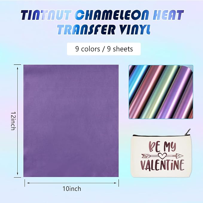 Tintnut Chameleon Heat Transfer Vinyl, 9 Sheets 12×10in Iron on Vinyl |
