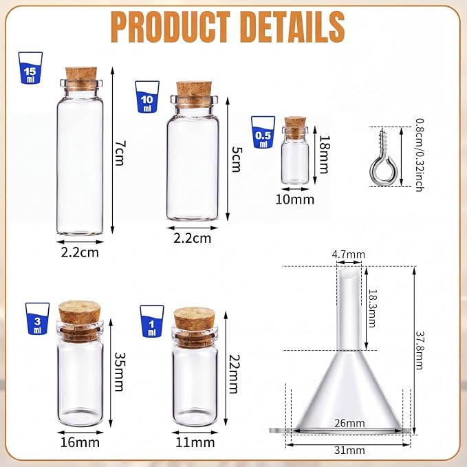 Geiserailie 45 Pcs Mini Glass Bottles