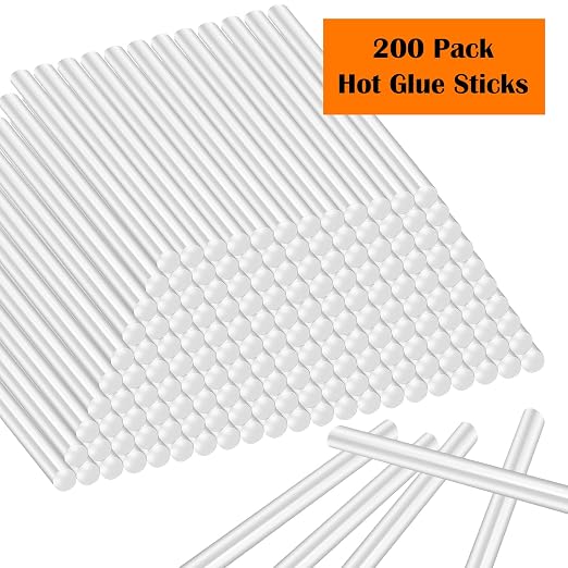 200 Pack Mini Hot Glue Sticks, 4 Inch and 8 mm Diameter High Viscosity